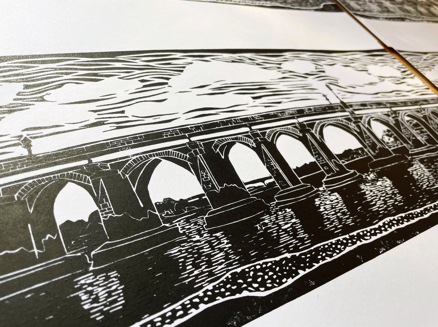 Bideford Bridge Linocut Print